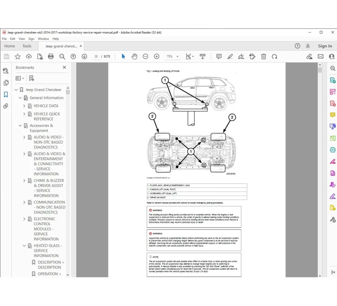 Jeep Grand Cherokee 2014 2017 service manual